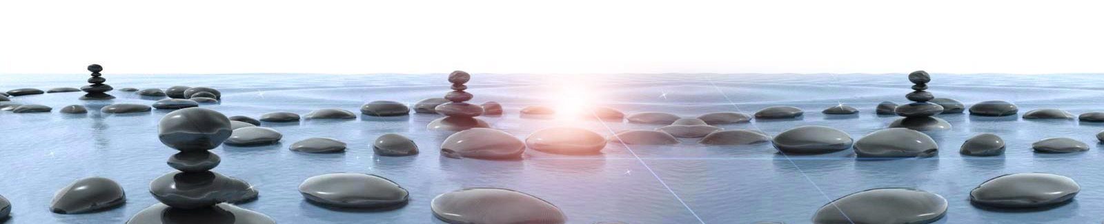 bannière zen le yoga intégral pierres alignées sur l'eau